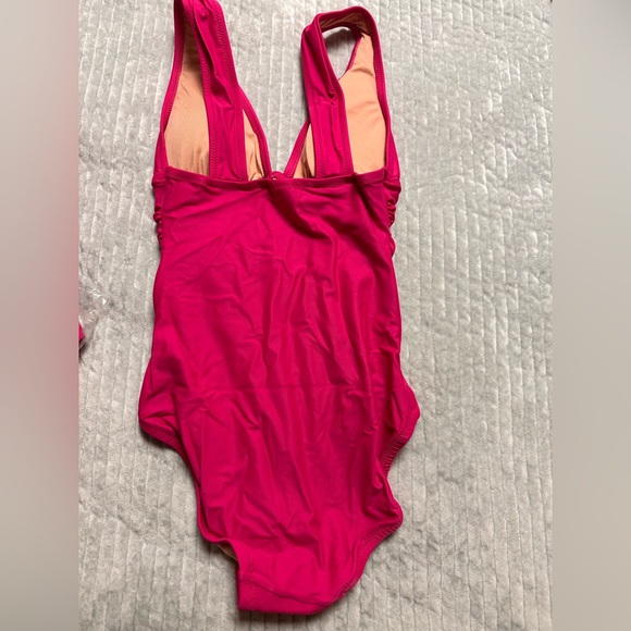 J. CREW Fuchsia Ruched V-neck one-piece - Various Sizes - Style BC116 - NWT - Picture 3 of 8